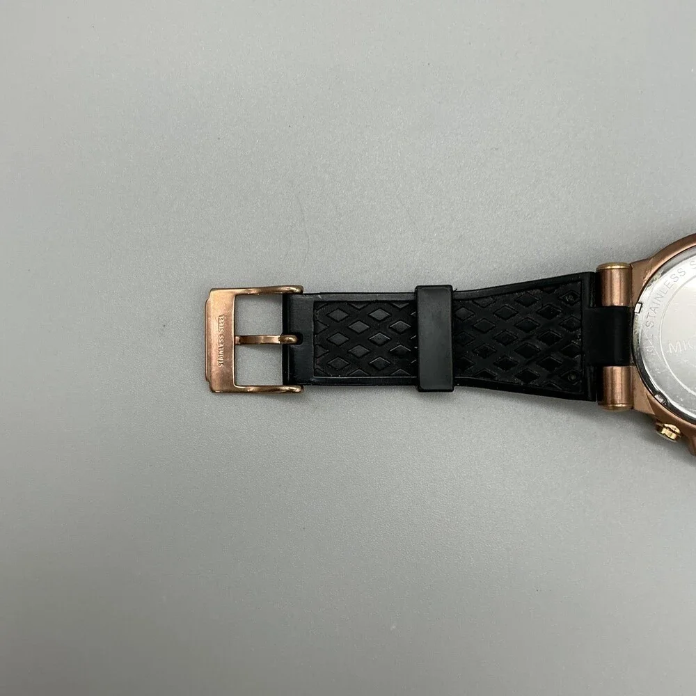 Michael Kors Dylan Chronograph Mens Watch 51mm Rose Gold Tone New Battery